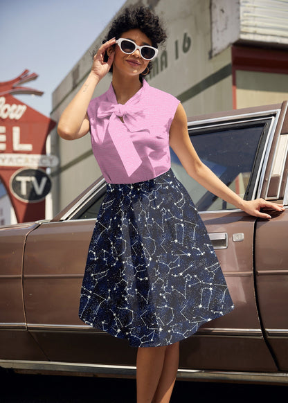Glow in the Dark Constellations A-line Skirt in M view 3 - Glow Black Skirt Tetra