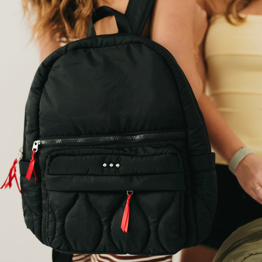 Go-to Organized Puffer Nylon Backpack in Tan view 2 (bag)