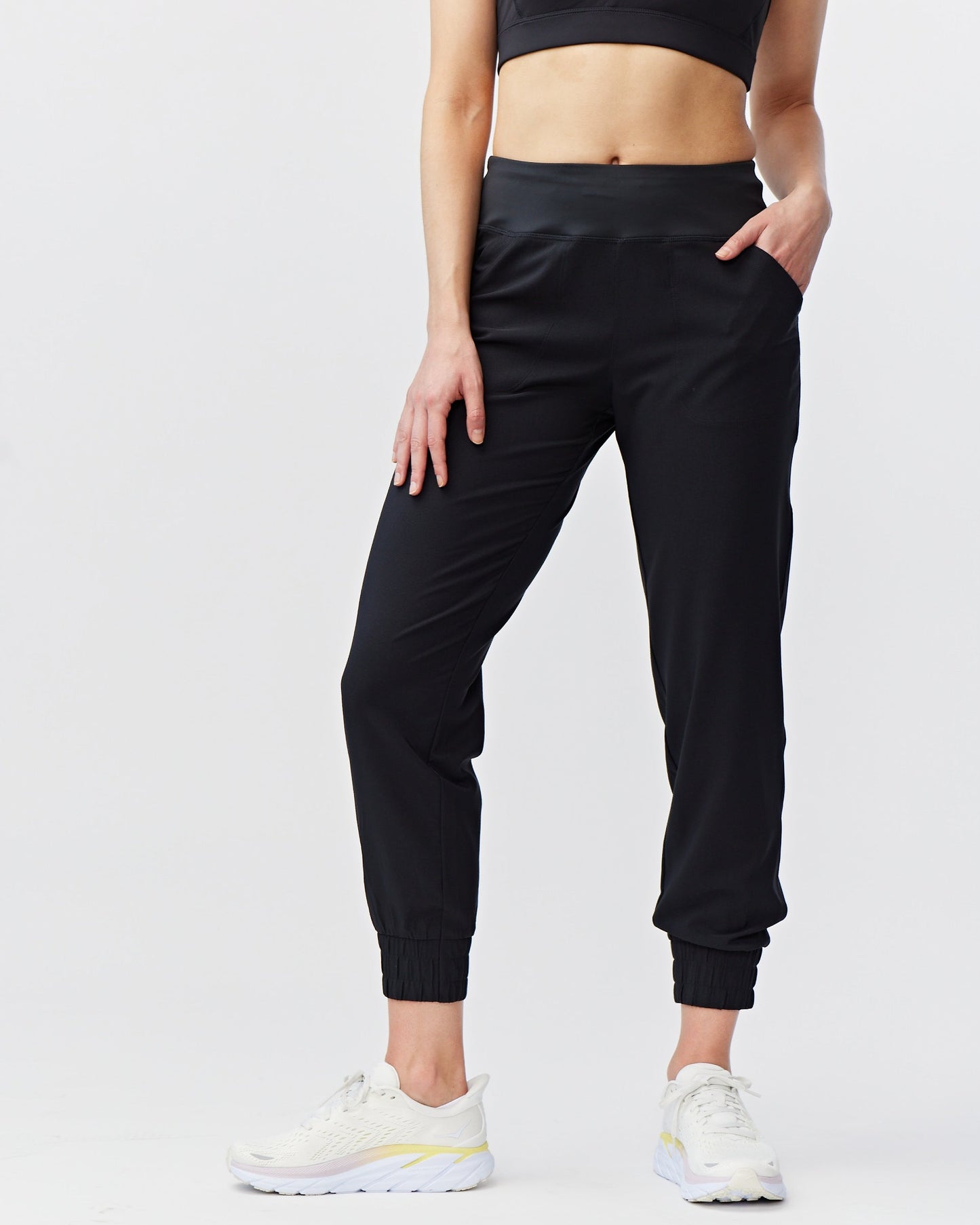 Goal Five Excel Jogger 7/8 Length 28" Pant in Black Camo view 13 - Length Pant (bottom)