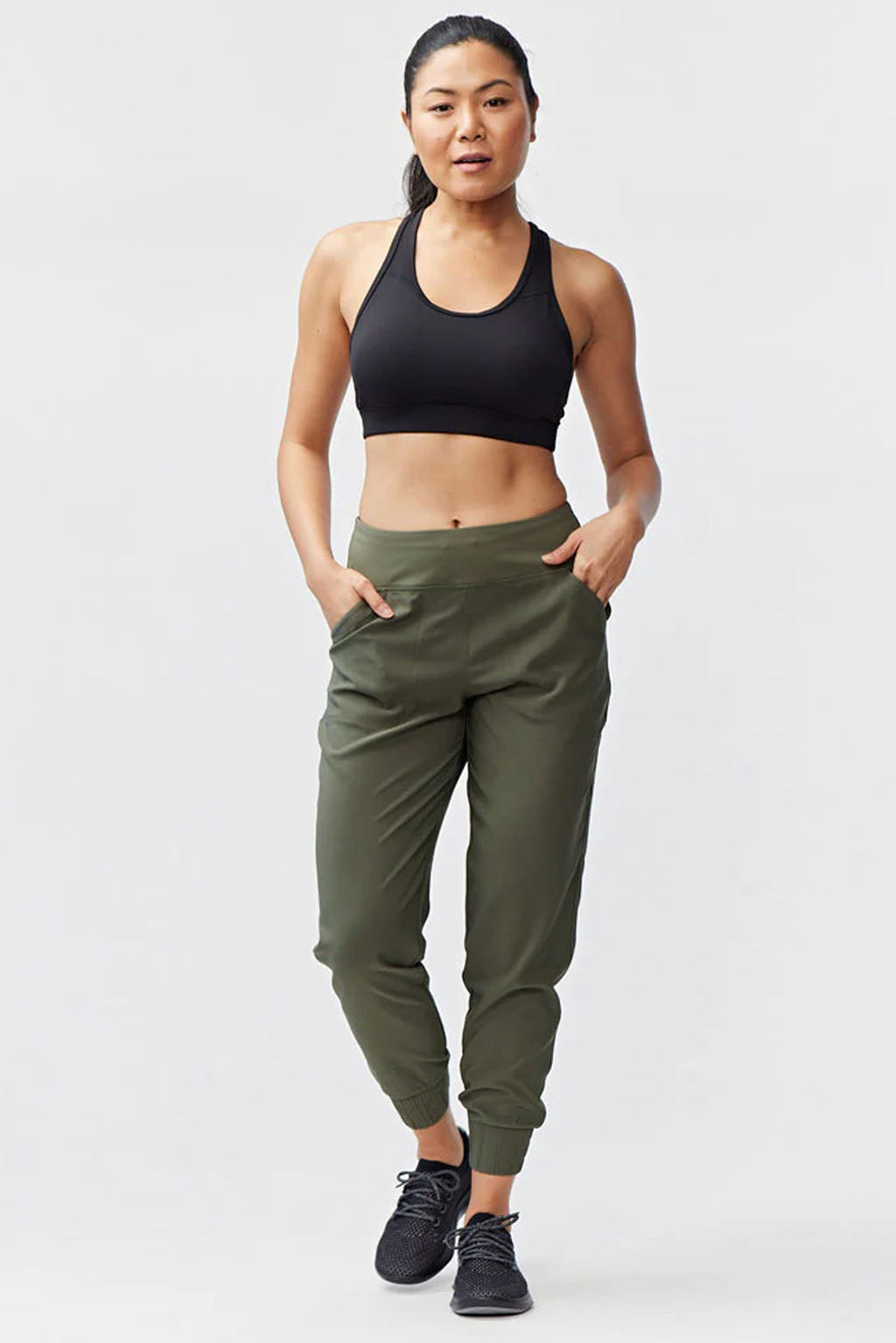 Goal Five Excel Jogger 7/8 Length 28" Pant in Black Camo view 17 - Length Pant (bottom)