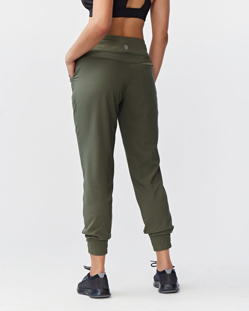 Goal Five Excel Jogger 7/8 Length 28" Pant in Dark Moss view 10 - Length Pant (bottom)