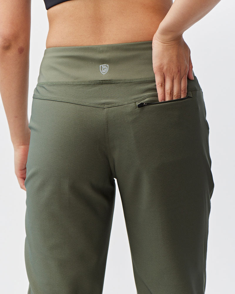 Goal Five Excel Jogger 7/8 Length 28" Pant in Dark Moss view 11 - Length Pant (bottom)