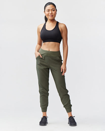 Goal Five Excel Jogger 7/8 Length 28" Pant in Dark Moss view 9 - Length Pant (bottom)