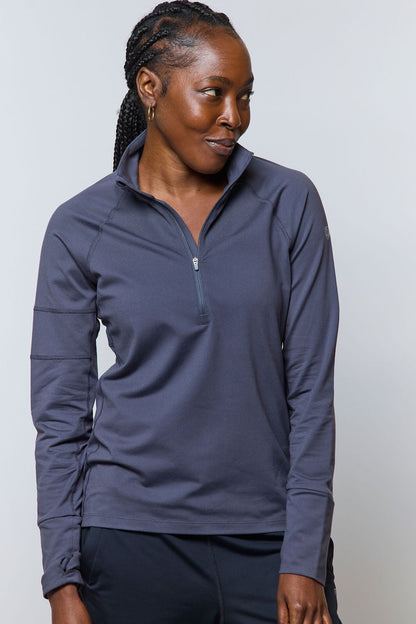 Goal Five Foudy Mid-weight Long Sleeve ½ Zip Top in Carbon - Goal 5 Top