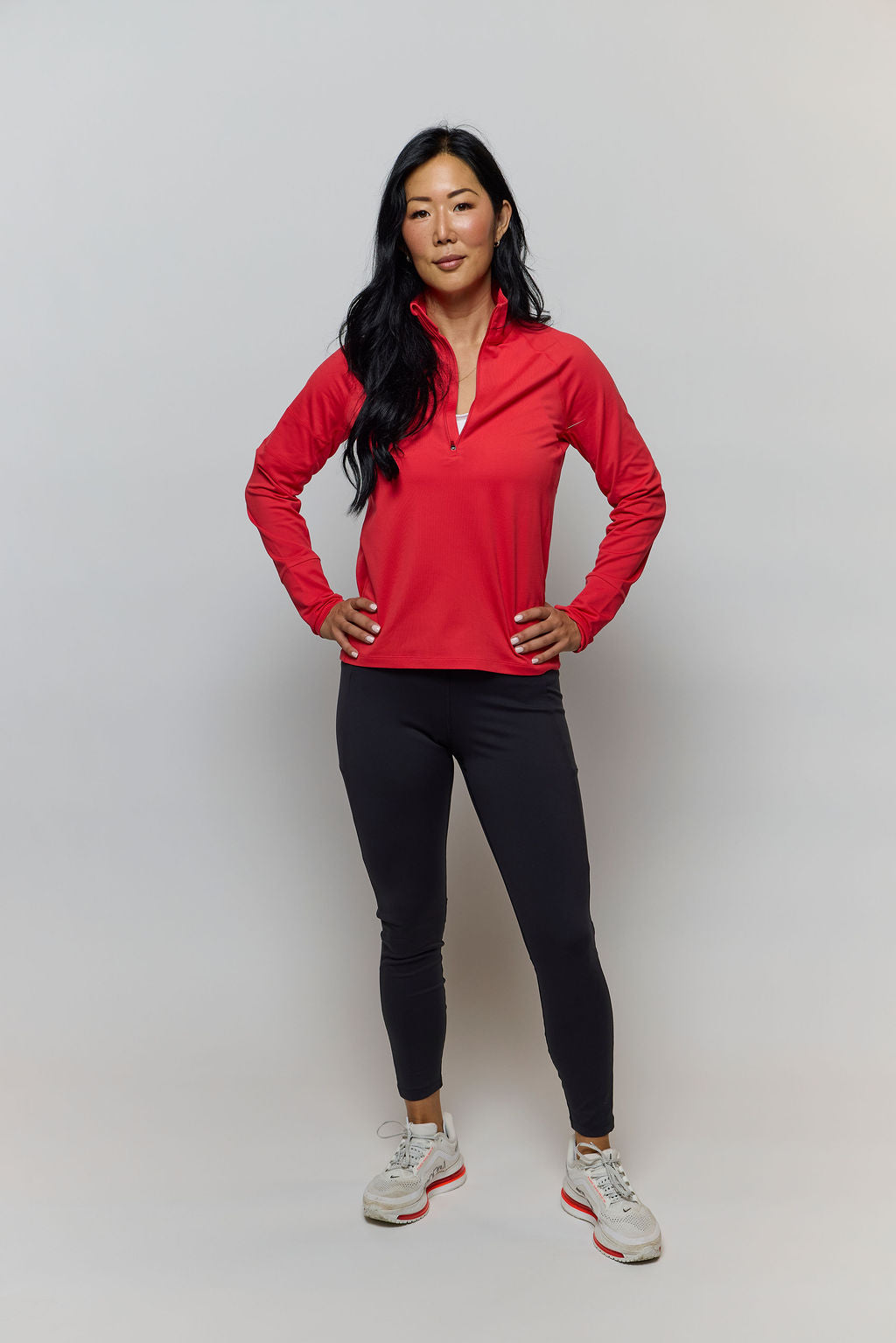 Goal Five Foudy Mid-weight Long Sleeve ½ Zip Top in Carbon view 2 - Goal 5 Top