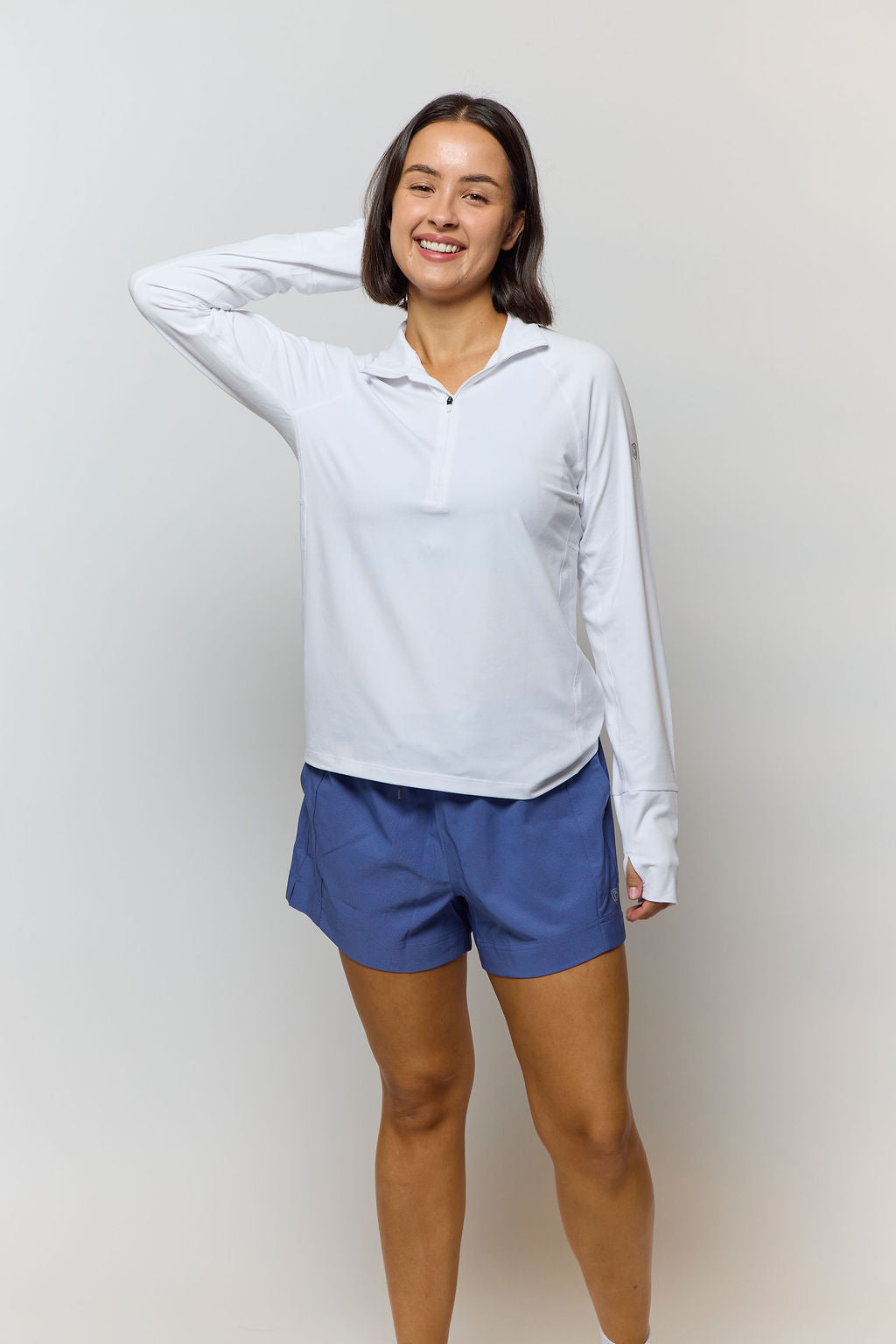 Goal Five Foudy Mid-weight Long Sleeve ½ Zip Top in White view 9 - Goal 5 Top