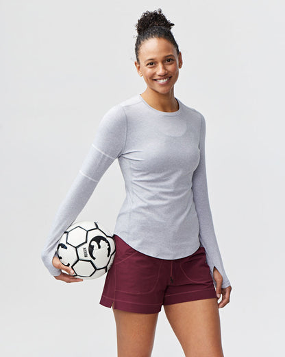 Goal Five Foudy Women's Longsleeve Workout Top in Ash Heather view 6 - Casual Office Outfit - Goal 5 Top