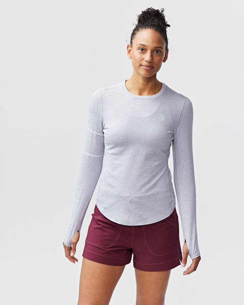 Goal Five Foudy Women's Longsleeve Workout Top in Ash Heather view 7 - Casual Office Outfit - Goal 5 Top