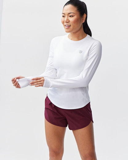 Goal Five Foudy Women's Longsleeve Workout Top in White - Casual Office Outfit - Goal 5 Top