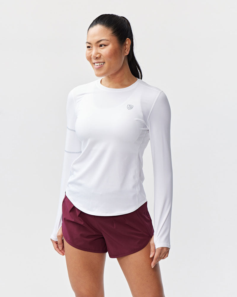 Goal Five Foudy Women's Longsleeve Workout Top in White view 2 - Casual Office Outfit - Goal 5 Top