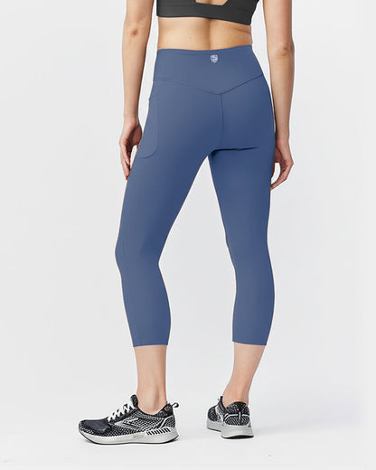 Goal Five Go Again Women's Cropped Leggings Length 21" in Dark Moss view 14 - 21 Goal (bottom)