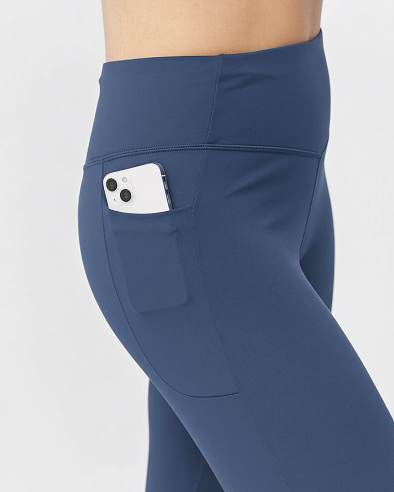 Goal Five Go Again Women's Cropped Leggings Length 21" in Dark Moss view 16 - 21 Goal (bottom)