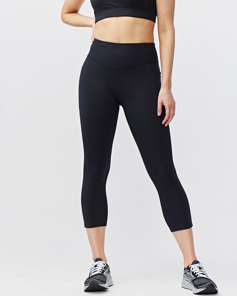 Goal Five Go Again Women's Cropped Leggings Length 21" in Black view 2 - 21 Goal (bottom)