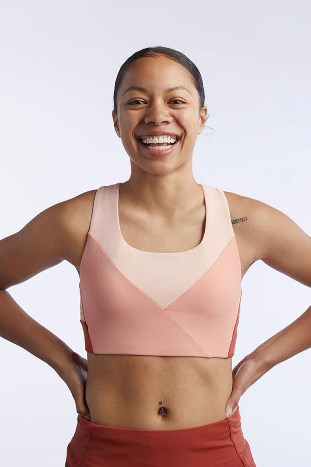 Goal Five Pionxr Bra Top in Hot Coral Merlot Black view 21 - Goal 5 Top