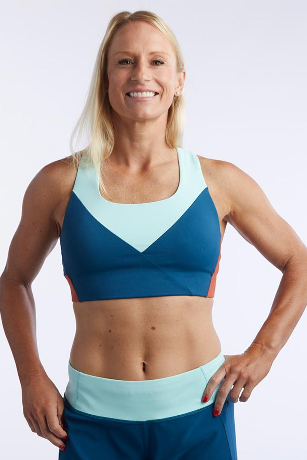 Goal Five Pionxr Bra Top in Hot Coral Merlot Black view 22 - Goal 5 Top