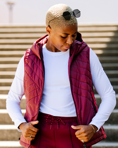 Goal Five Powerstripe Eco-friendly Down Hooded Vest in Black - Goal Vest (layer)