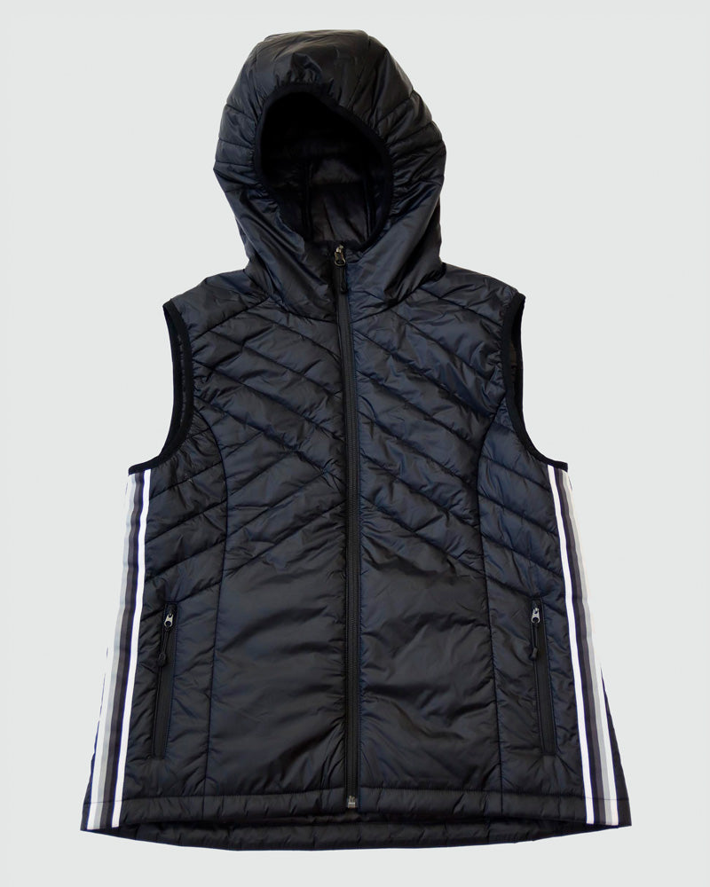 Goal Five Powerstripe Eco-friendly Down Hooded Vest in Black view 2 - Goal Vest (layer)