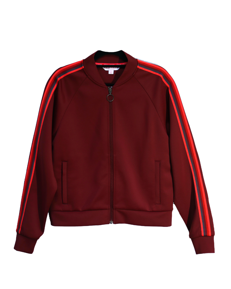 Goal Five Powerstripe Ls Track Jacket in Merlot view 7 - Powerstroke Jacket (layer)