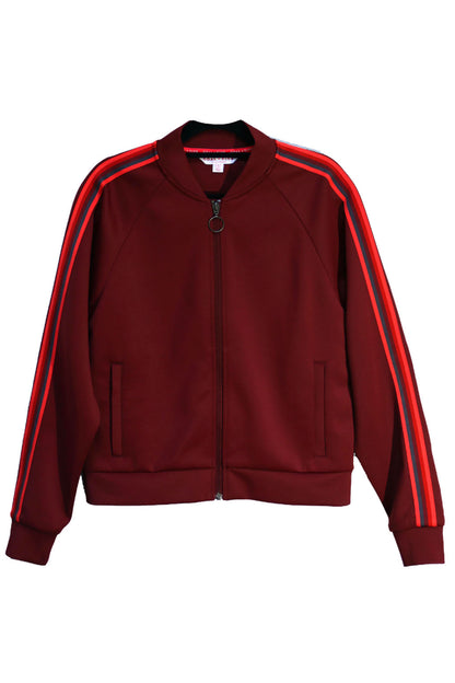 Goal Five Powerstripe Ls Track Jacket in Merlot view 9 - Powerstroke Jacket (layer)