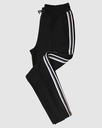 Goal Five Powerstripe Mid Rise 28" 7/8 Length Track Pant in Black view 3 (bottom)