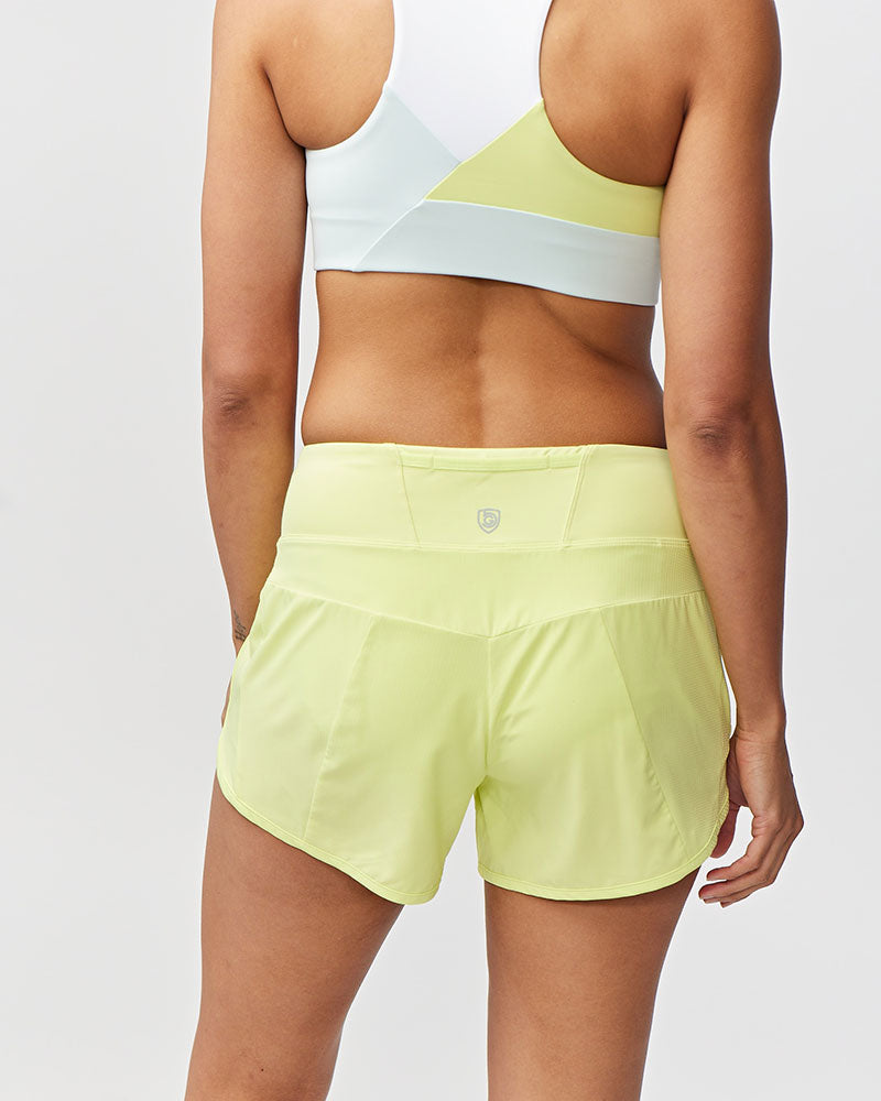 Goal Five Sheva Women's High Rise Running Shorts in Malachite view 14 - High-Waisted - Goal Five Shorts Reviews