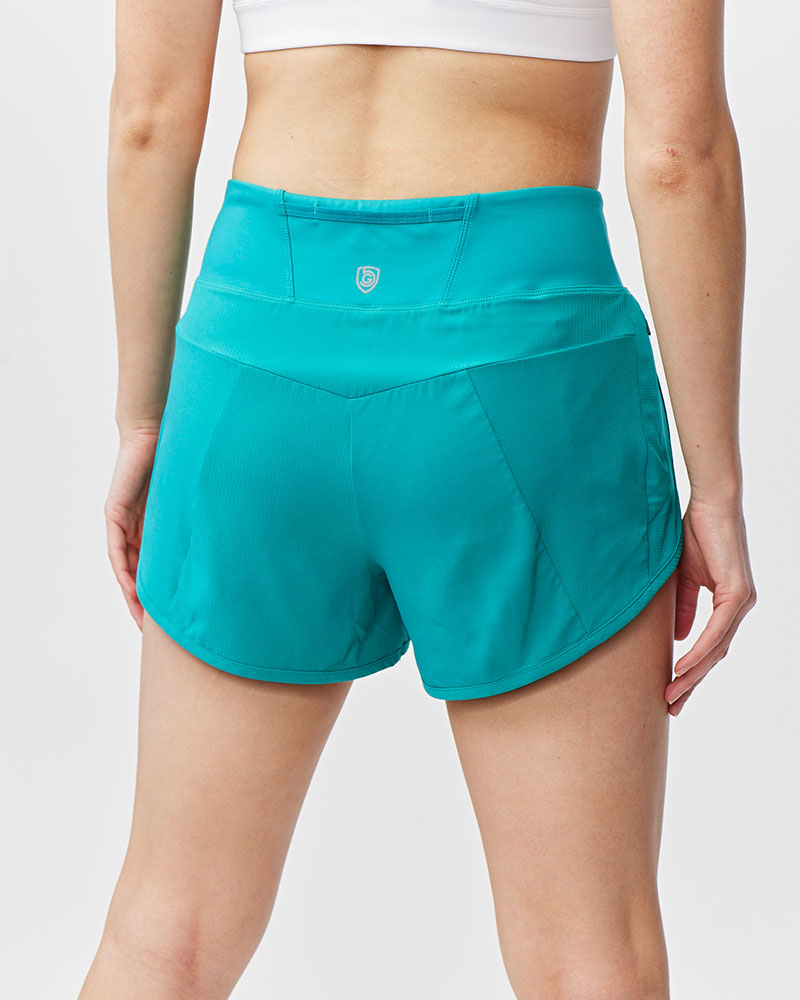 Goal Five Sheva Women's High Rise Running Shorts in Dark Moss view 19 - High-Waisted - Goal Five Shorts Reviews