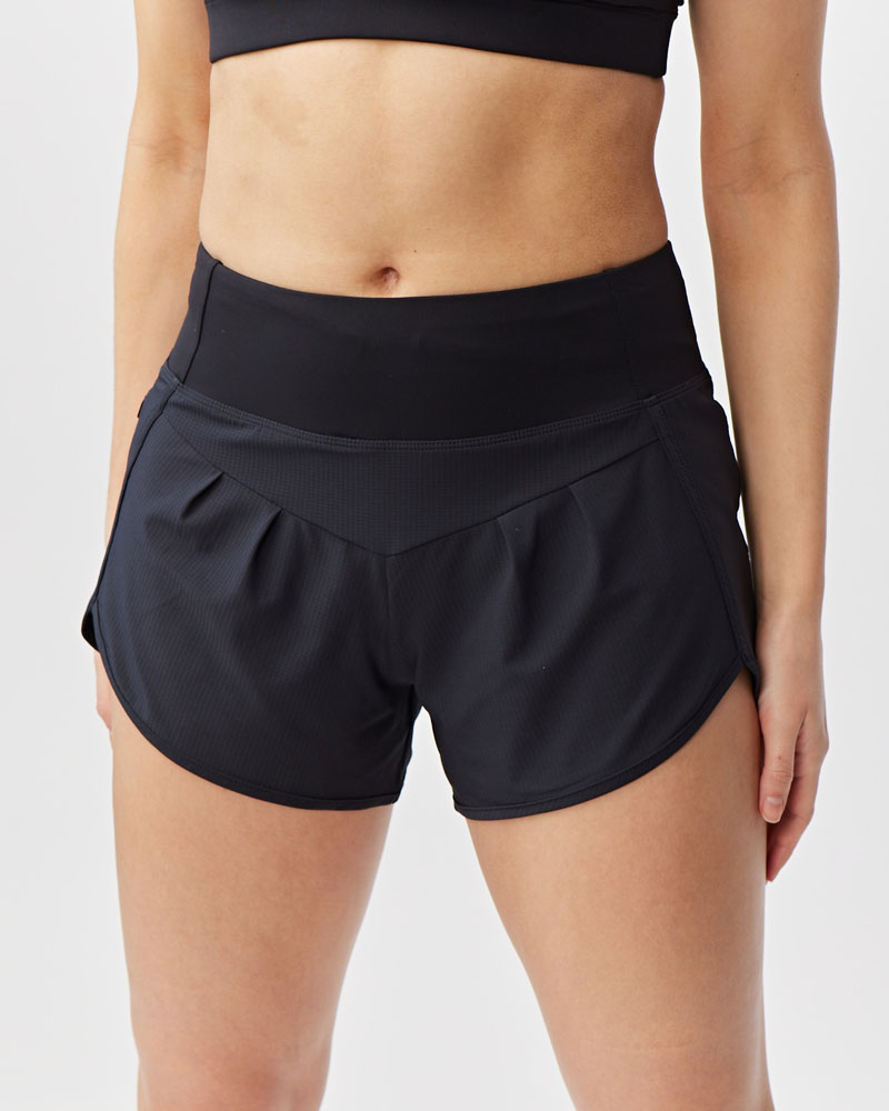 Goal Five Sheva Women's High Rise Running Shorts in Black view 8 - High-Waisted - Goal Five Shorts Reviews (bottom)
