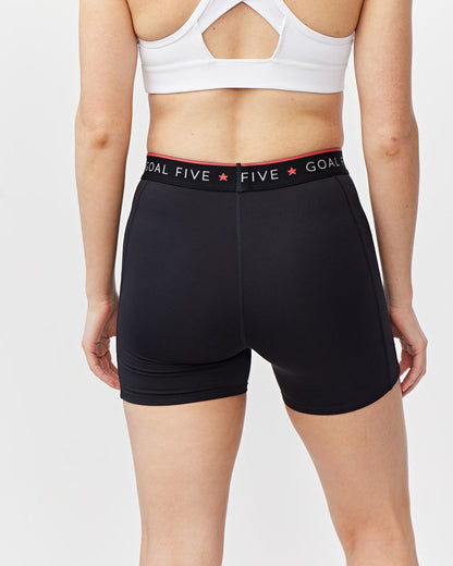 Goal Five Slide Force Women's Spandex Shorts in Black/Logo Elastic view 3 - Goal Five Shorts Reviews (bottom)