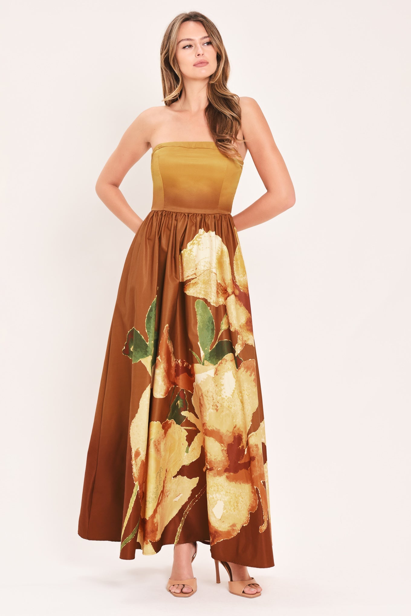 Golden Rose Afterglow Woven Maxi Dress view 7 - Golden Rose Dress Love Through A Prism