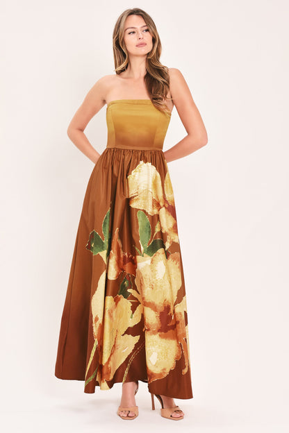 Golden Rose Afterglow Woven Maxi Dress view 7 - Golden Rose Dress Love Through A Prism