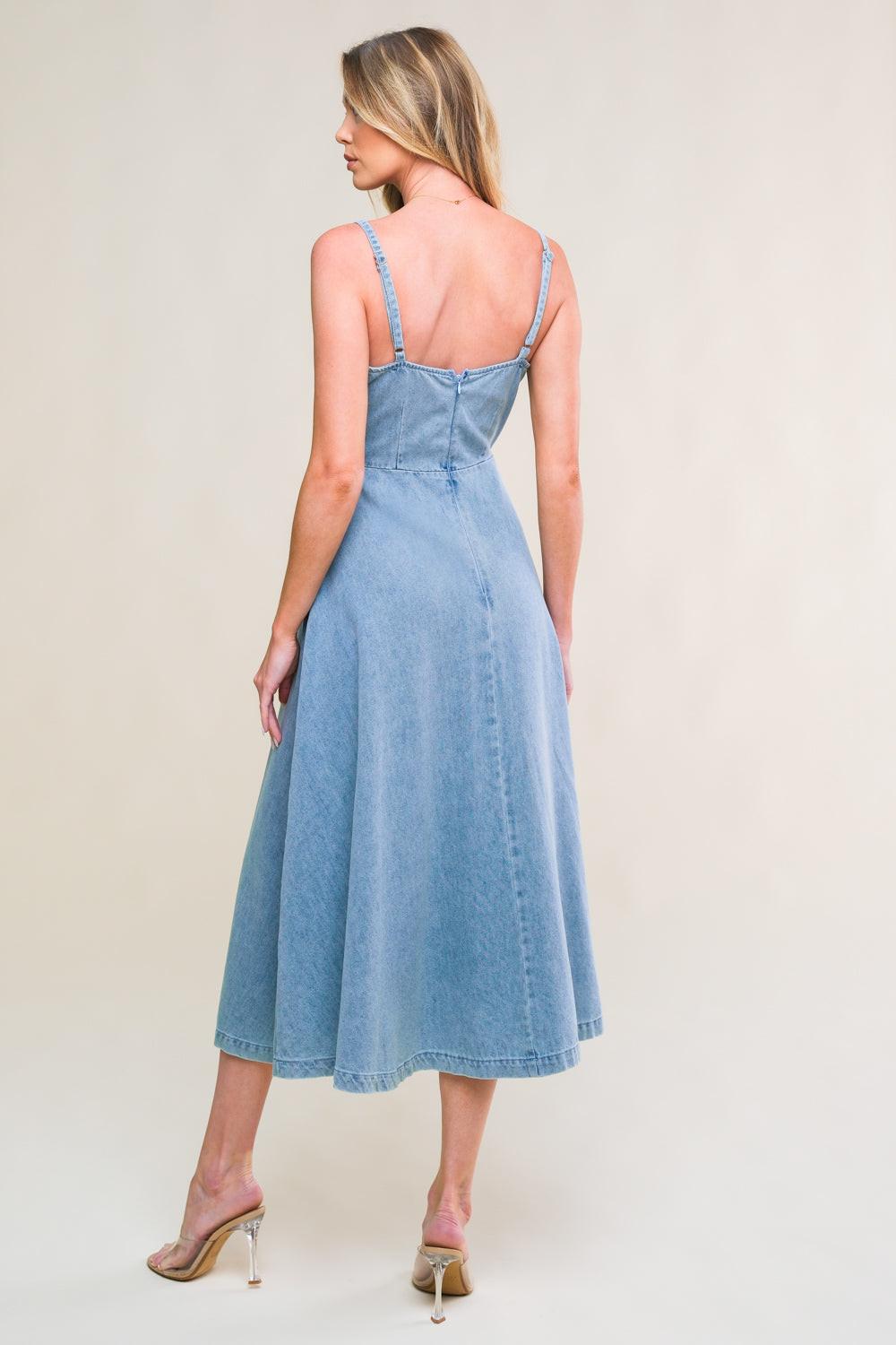 Gorgeous Adornment Denim Mini Dress in LIGHT INDIGO view 2