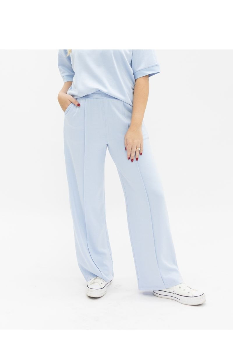 Grace+emma Butter Soft Pants, Blue in Blue view 4 - Butter Soft Pants Women (bottom)
