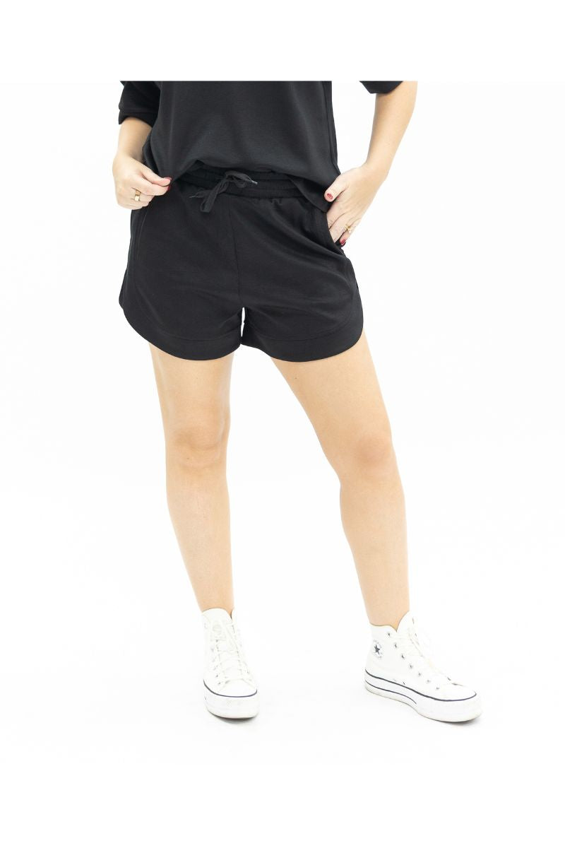 Grace+emma Butter Soft Shorts, Black in Black view 3 - Butter Soft Black Leggings (bottom)