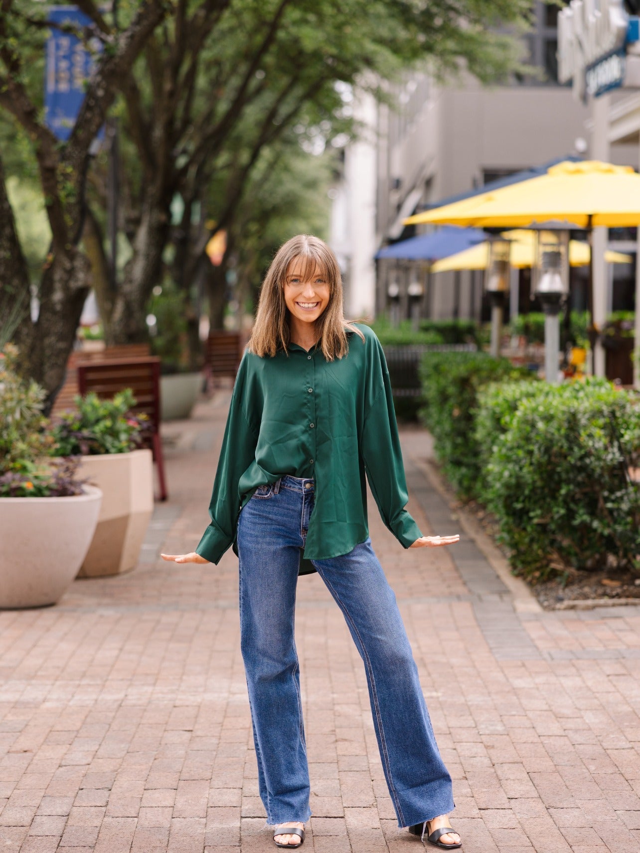 Grace+emma Kathryn Classic Button-up, Forest Green Top view 12