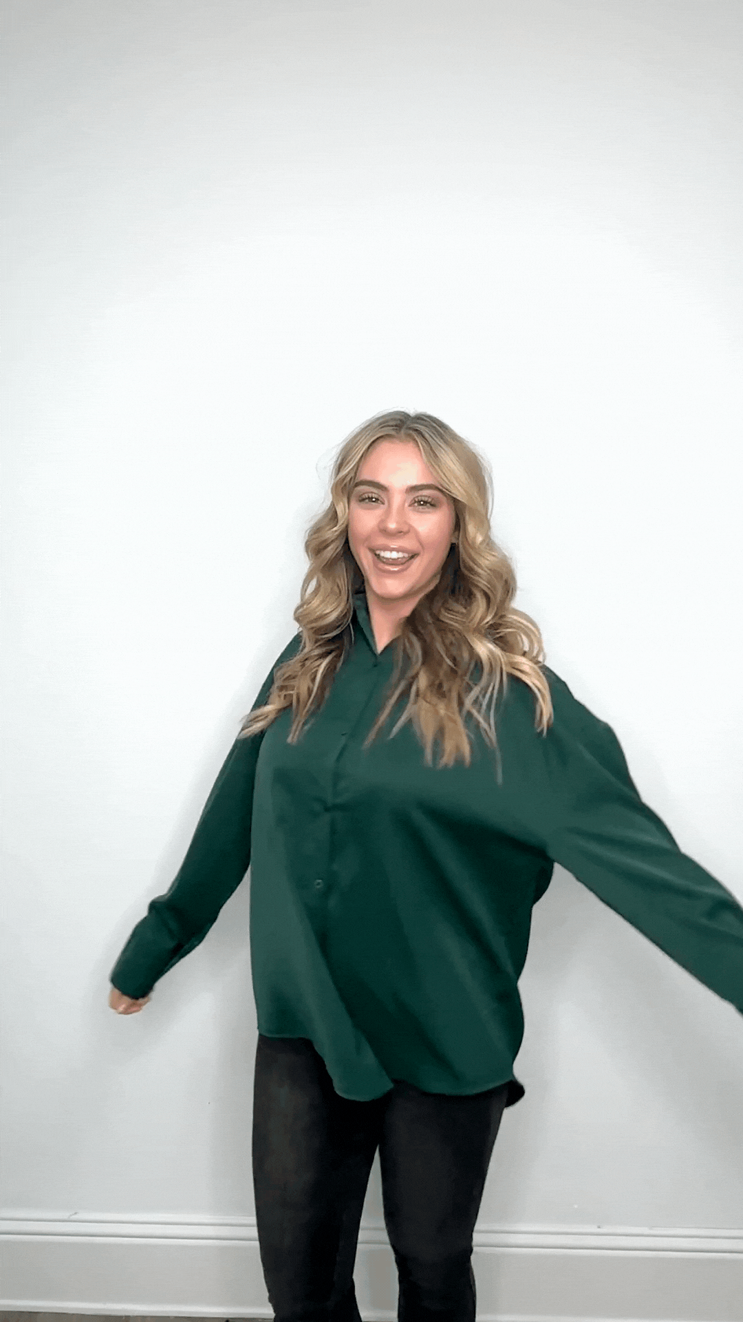 Grace+emma Kathryn Classic Button-up, Forest Green Top view 8