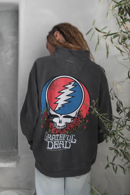 Grateful Dead Zip Sweatshirt in Black - Grateful Dead Sweatshirt Men (top)