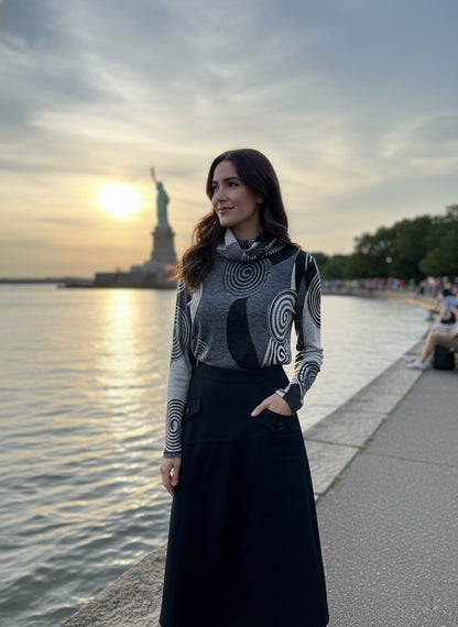 Gray Spiral Knit Top in S view 2 - Fall Wardrobe Essential