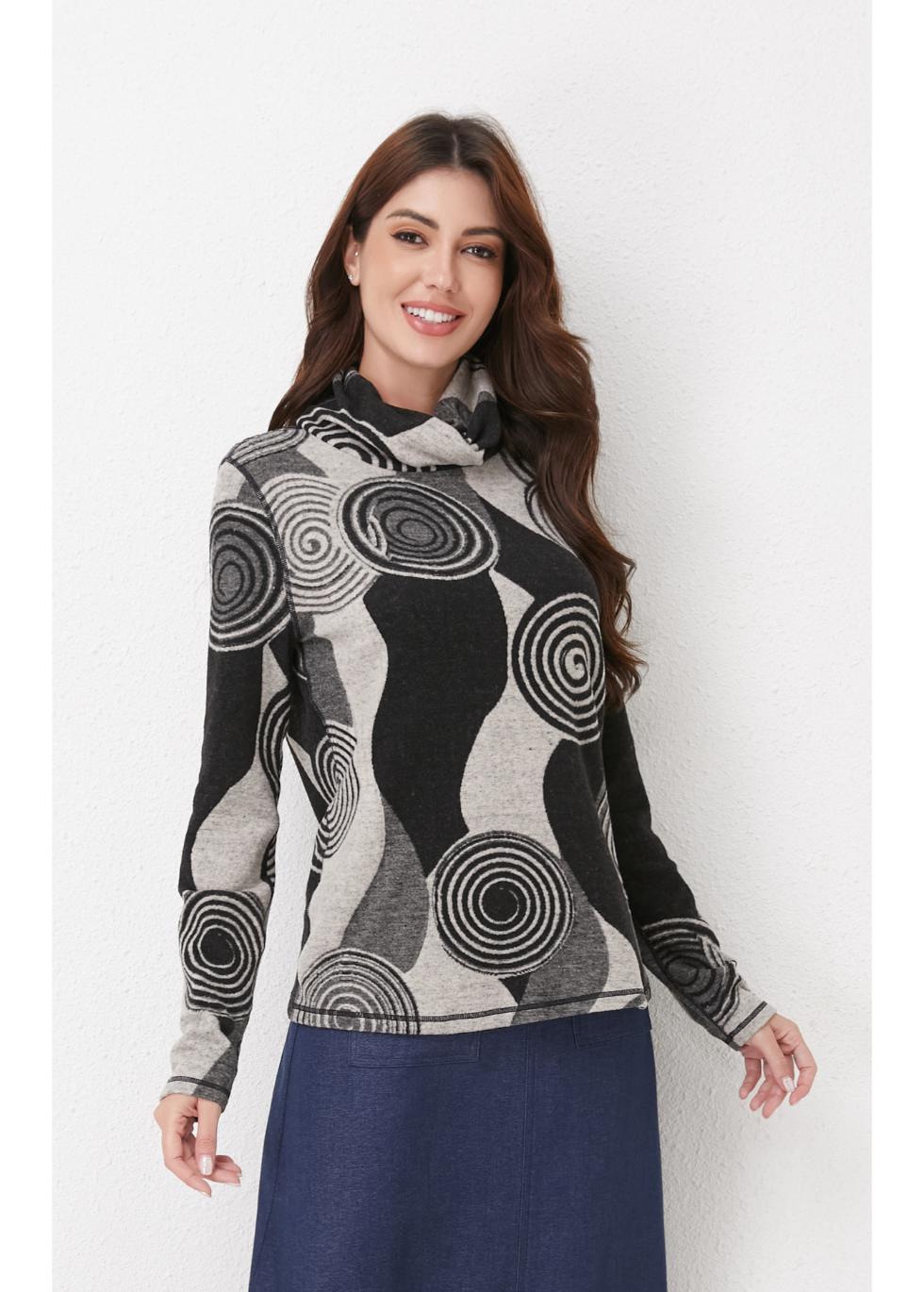 Gray Spiral Knit Top M view 3 (top) - knit top, spiral knit top - shop at us.meeeshop