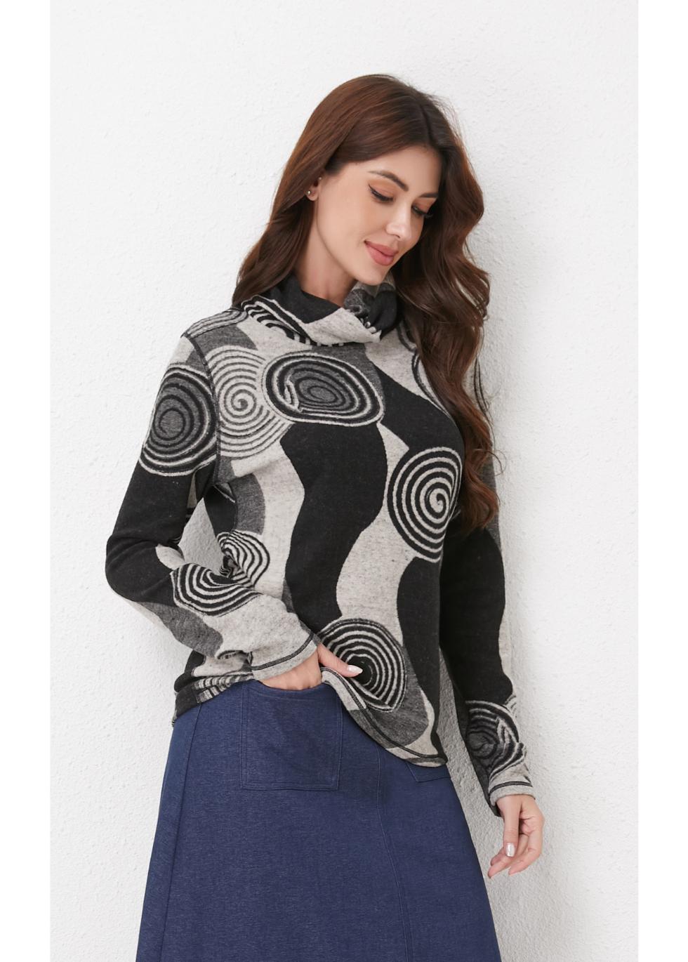 Gray Spiral Knit Top view 6 - Fall Wardrobe Essential