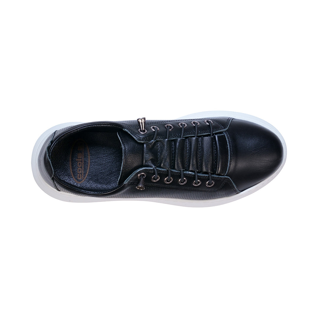 Graze Black Hidden Lace Perforated Platform Leather Sneakers Black view 3 (shoe) - grazes sneaker pimps - shop at us.meeeshop