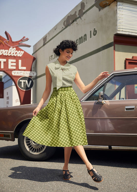 Green Plaid Doris Skirt in S - Green Plaid Skirt Uniform