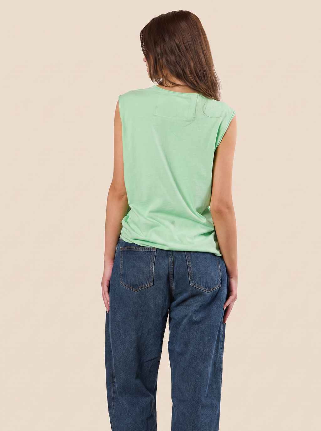 Greener Pastures Tank M view 3 (top) - grass green tank top, grass green tank, looking for greener past - shop at us.meeeshop