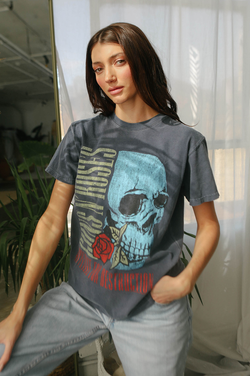 Guns N Roses Flower Skull Tee in S view 2 - Guns Roses Shirt (top)