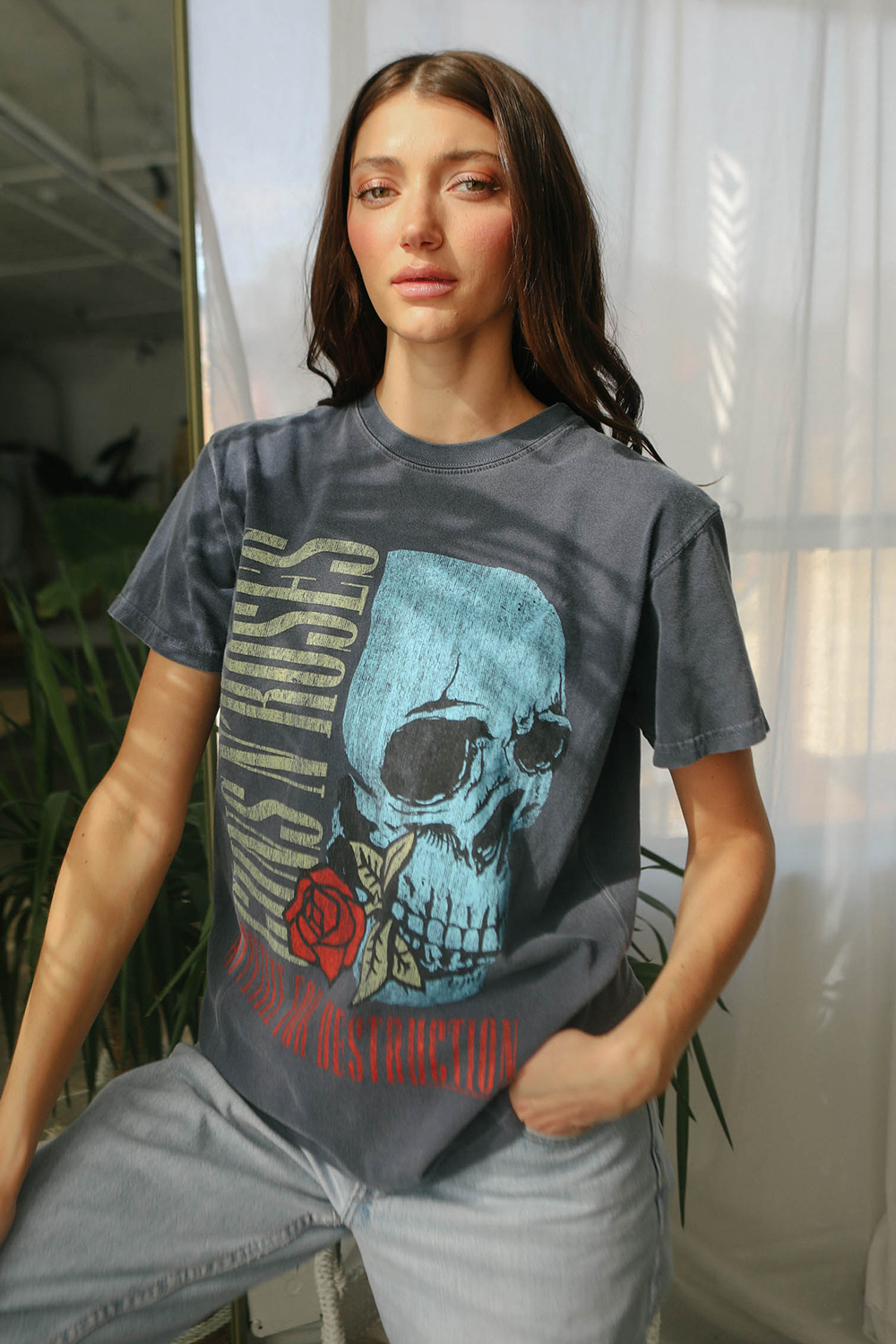 Guns N Roses Flower Skull Tee in XS - Guns Roses Shirt (top)
