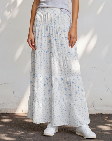Hadley High Waist Tiny Floral Print Boho Maxi Skirt in S - High-Waisted (dress)
