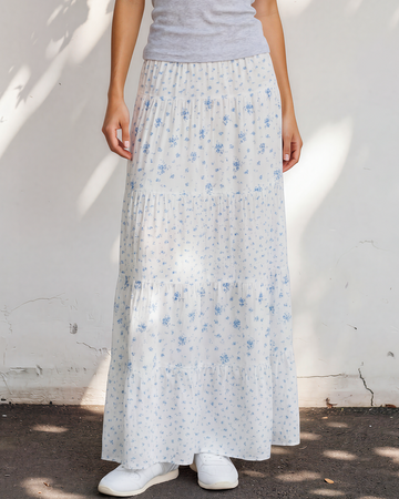 Hadley High Waist Tiny Floral Print Boho Maxi Skirt in M view 2 - High-Waisted (dress)