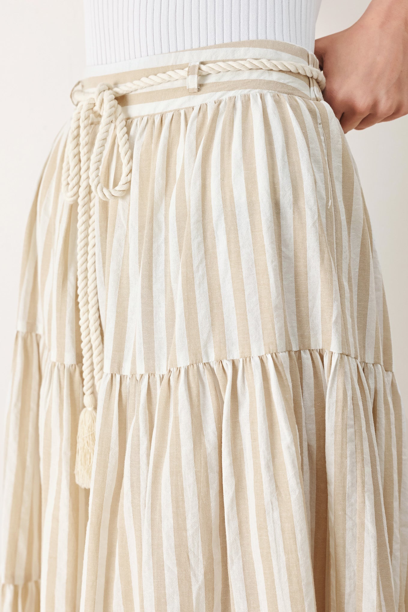 Hamptons Weekend Woven Maxi Skirt in TAUPE/WHITE view 3 (dress)