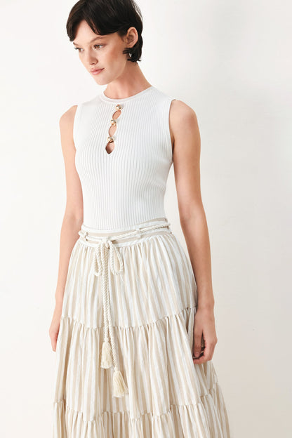 Hamptons Weekend Woven Maxi Skirt in TAUPE/WHITE view 5 (dress)