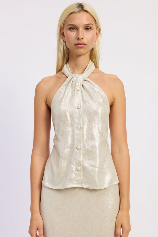 Hani Halter Top in Champagne - Honey Halter Top