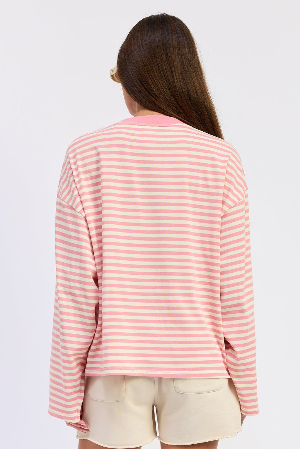 Harley Oversized Top Pink Stripe view 2 (top) - harley oversized shirt, harley oversized, harley oversi - shop at us.meeeshop